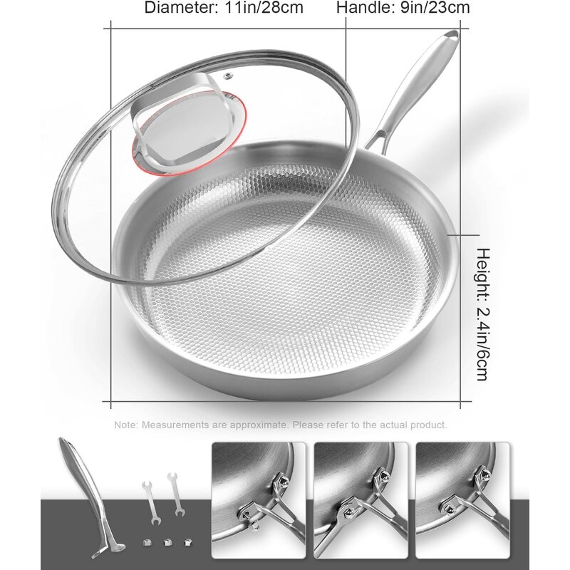 Stainless Steel Frying Pan Supplier - OEM 11inch 5-Ply Non-stick with Lid