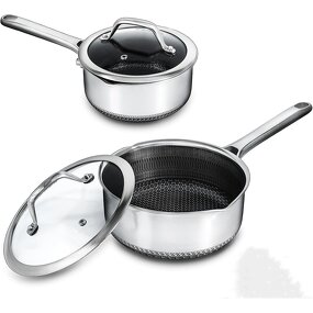 Hybrid Nonstick Saucepan Set Manufacturer - OEM 2 Piece Honeycomb Pans with Lids