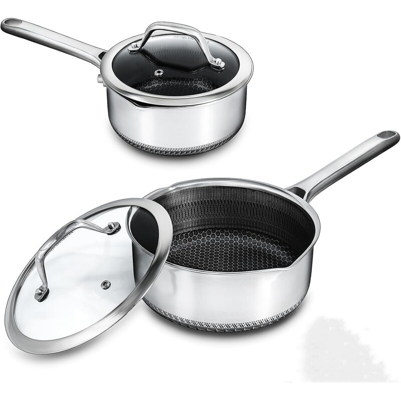 Hybrid Nonstick Saucepan Set Manufacturer - OEM 2 Piece Honeycomb Pans with Lids