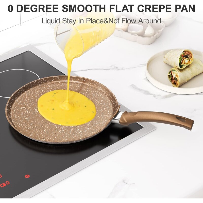 Aluminum Crepe Pan Supplier - OEM 11Inch Granite Coating Flat Skillet