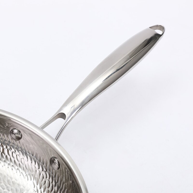 Hybrid Stainless Steel Skillet Supplier - OEM 12Inch Hammered Shaped with Lid