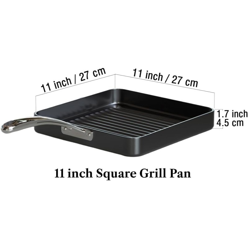 Aluminum Nonstick Grill Pan Manufacturer - OEM 11x11 Inch Hard Anodized