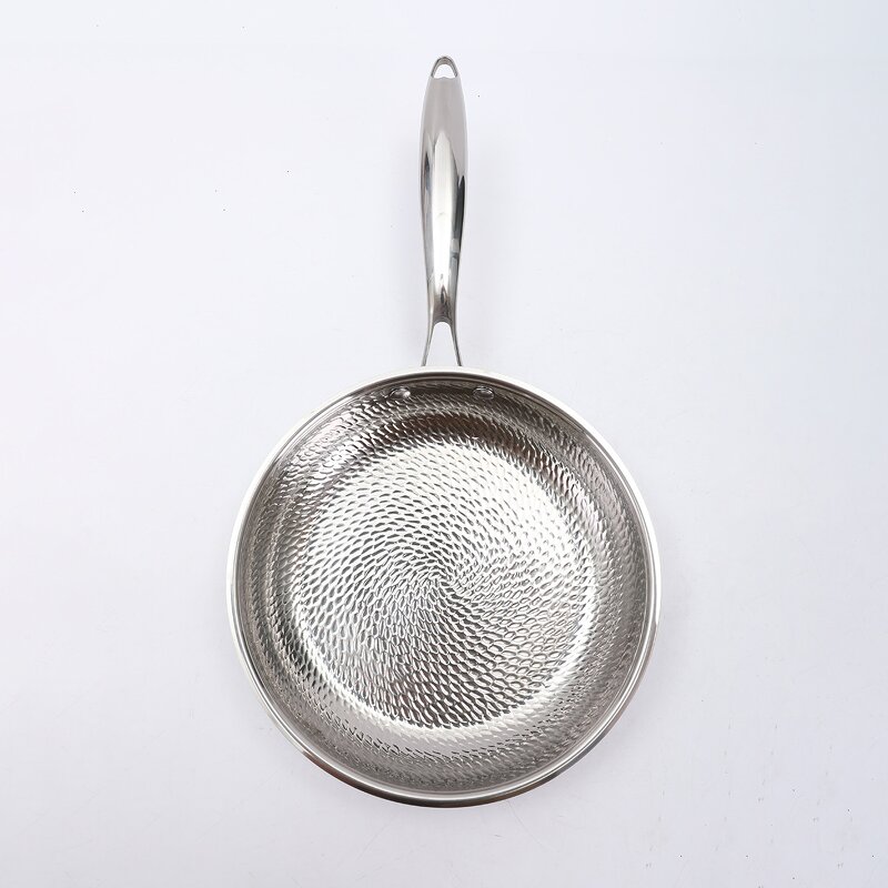 Hybrid Stainless Steel Skillet Supplier - OEM 12Inch Hammered Shaped with Lid