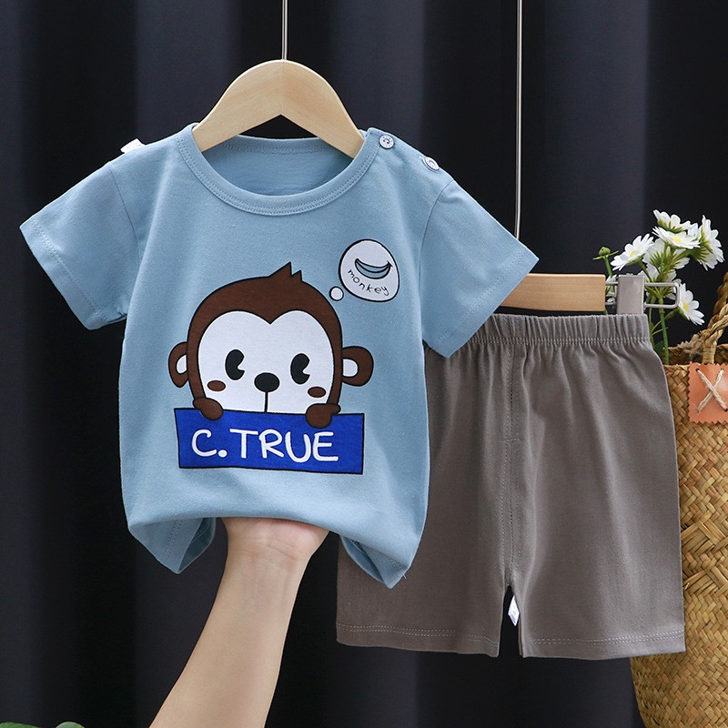 Kids Clothing Set Supplier - OEM Cotton Cartoon Print Summer Jogging Suit