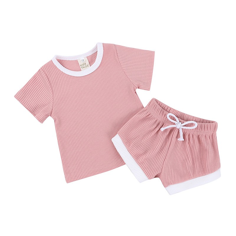 Baby 2Pcs Sets Supplier - OEM Solid Color Ribbed Cotton Tops Shorts