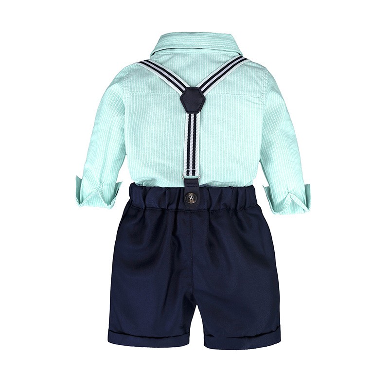 Baby Boy Overalls Suit Supplier - OEM Summer Long-sleeved Bow Tie Set