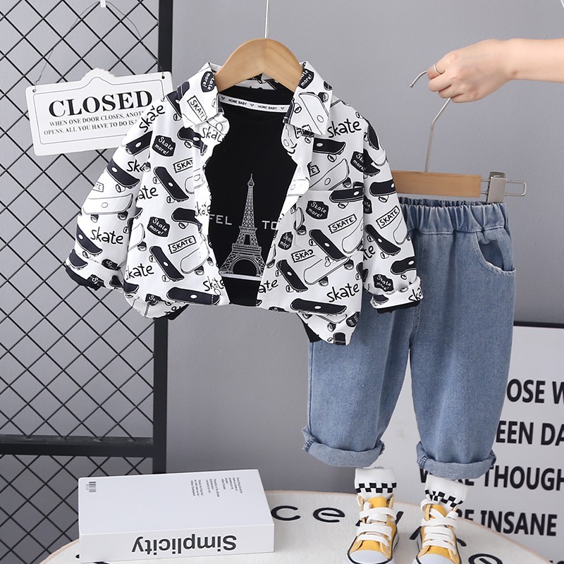 Boy Baby Clothing Set Supplier - OEM Casual Letter Shirt Three-piece Set