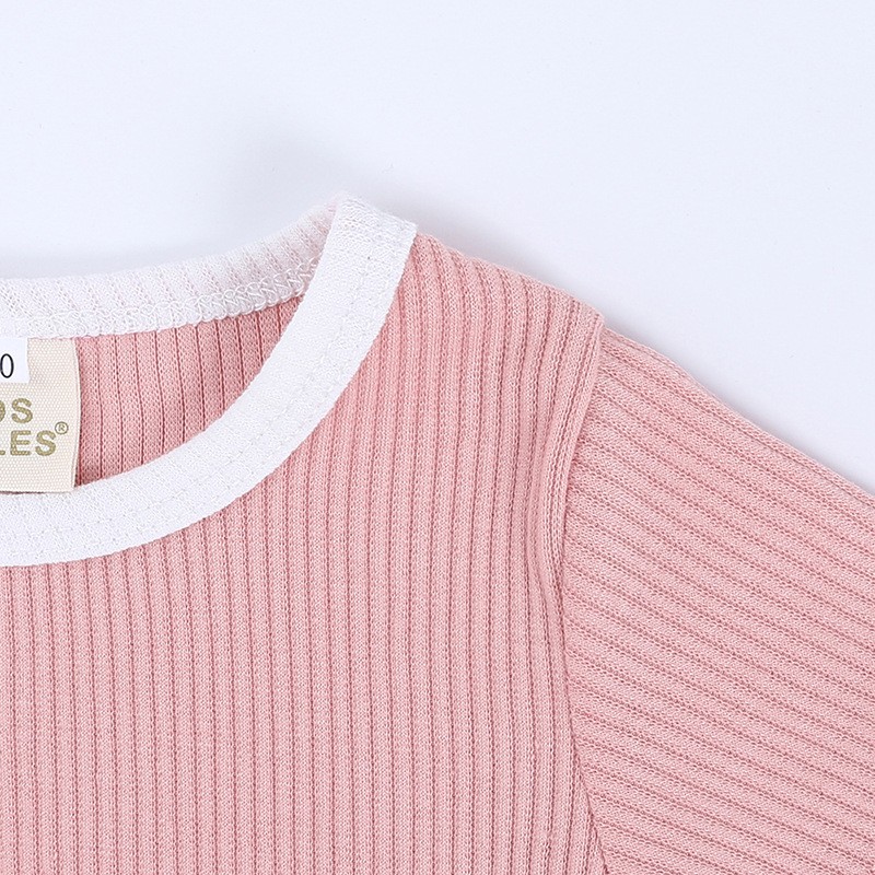 Baby 2Pcs Sets Supplier - OEM Solid Color Ribbed Cotton Tops Shorts