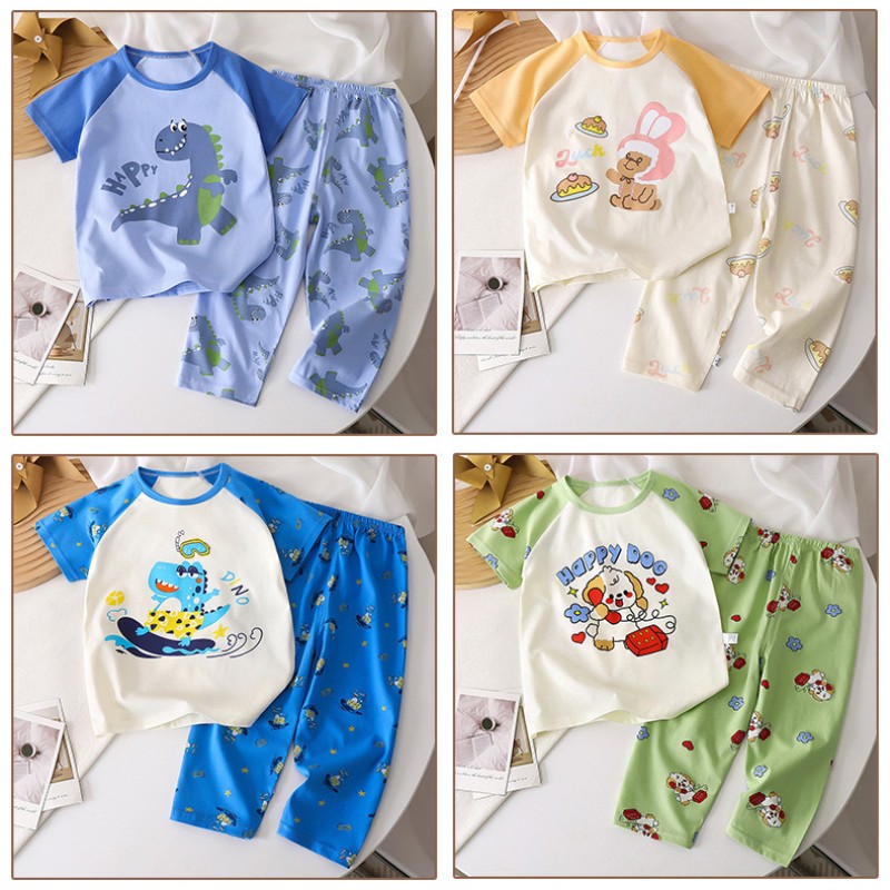 Children's Pajamas Set Manufacturer - OEM Summer Pure Cotton Short Sleeved