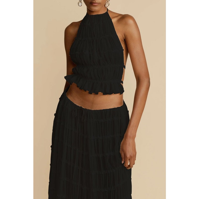 Women's Tops Manufacturer - OEM 2025 Spring European Pleated Asymmetric