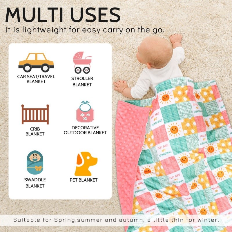 Baby Blanket Manufacturer - OEM Custom Graphics Rainbow Minky Dot Blanket