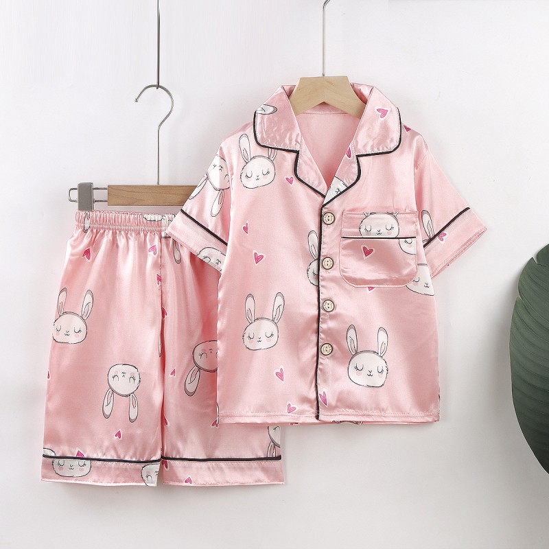 Children's Pajamas Supplier - OEM Lightweight Ice Silk Short Sleeved Suit