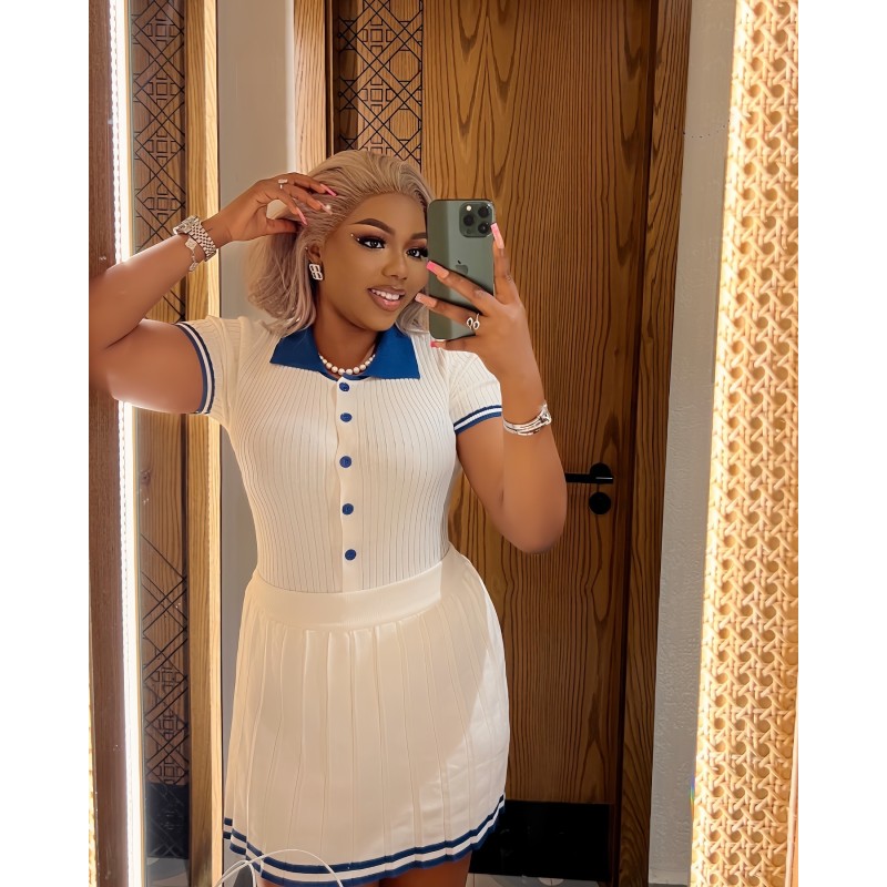 Women Midi Dress Manufacturer - OEM Short Puff Sleeve Deep V Neck Fitted