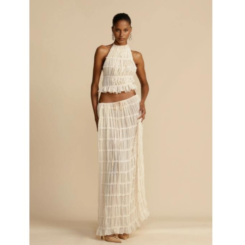 Women's Tops Manufacturer - OEM 2025 Spring European Pleated Asymmetric