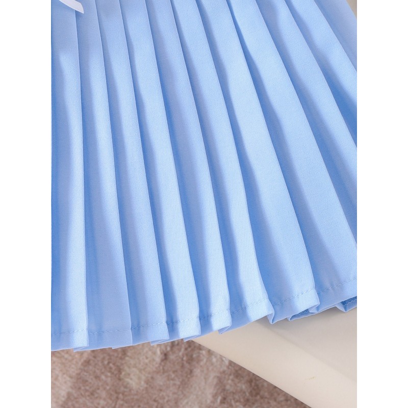 Baby Girl Clothes Set Supplier - OEM Blue Sleeveless Ruffle Skirt Two Piece