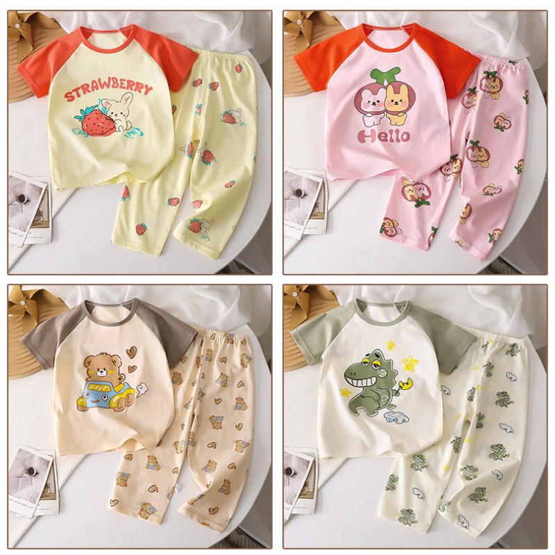 Children's Pajamas Set Manufacturer - OEM Summer Pure Cotton Short Sleeved