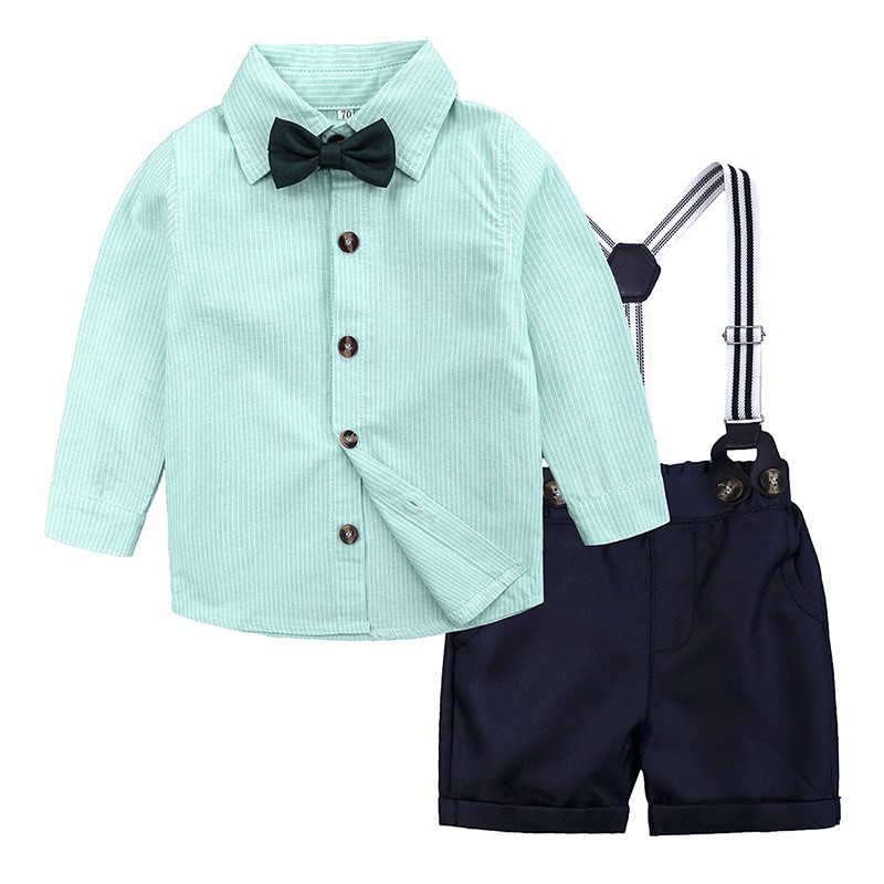 Baby Boy Overalls Suit Supplier - OEM Summer Long-sleeved Bow Tie Set