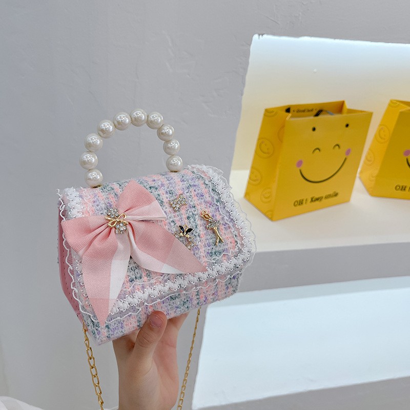 Mini Tote Handbag Manufacturer - OEM Cute Kurom Charm Travel Bag with Pearls