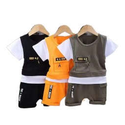 Children Tracksuits Supplier - OEM Summer Patchwork T Shirts Shorts Set