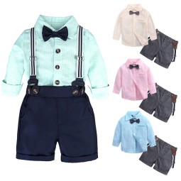 Baby Boy Overalls Suit Supplier - OEM Summer Long-sleeved Bow Tie Set