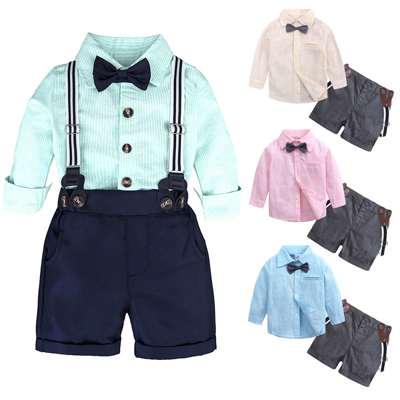 Baby Boy Overalls Suit Supplier - OEM Summer Long-sleeved Bow Tie Set