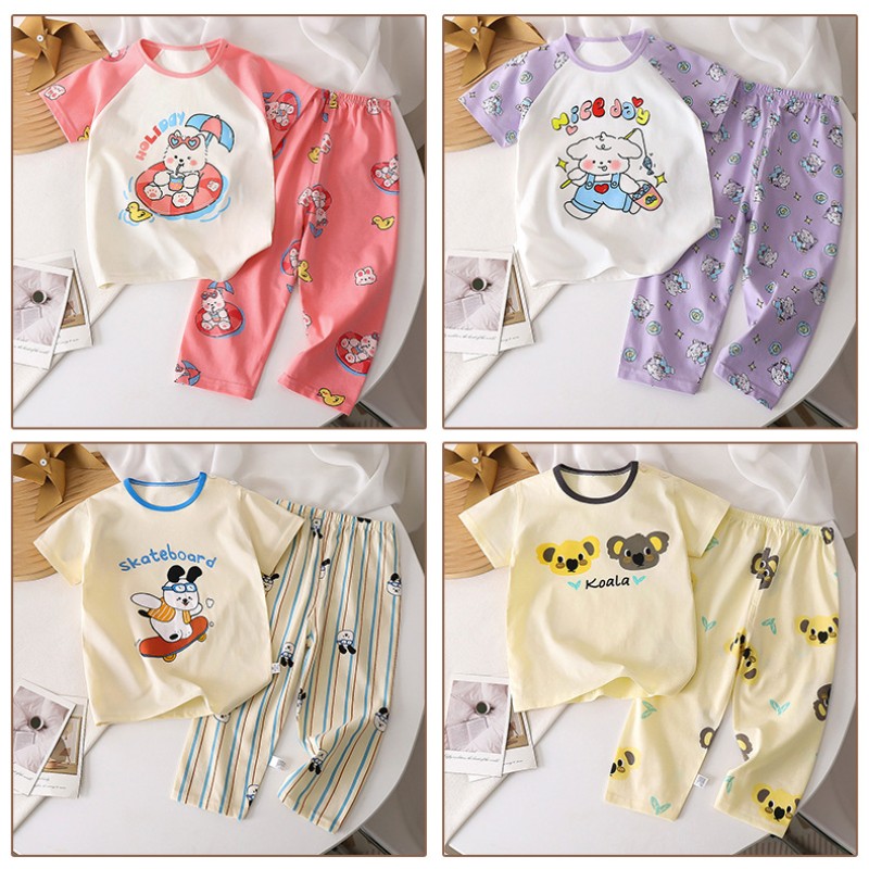 Children's Pajamas Set Manufacturer - OEM Summer Pure Cotton Short Sleeved