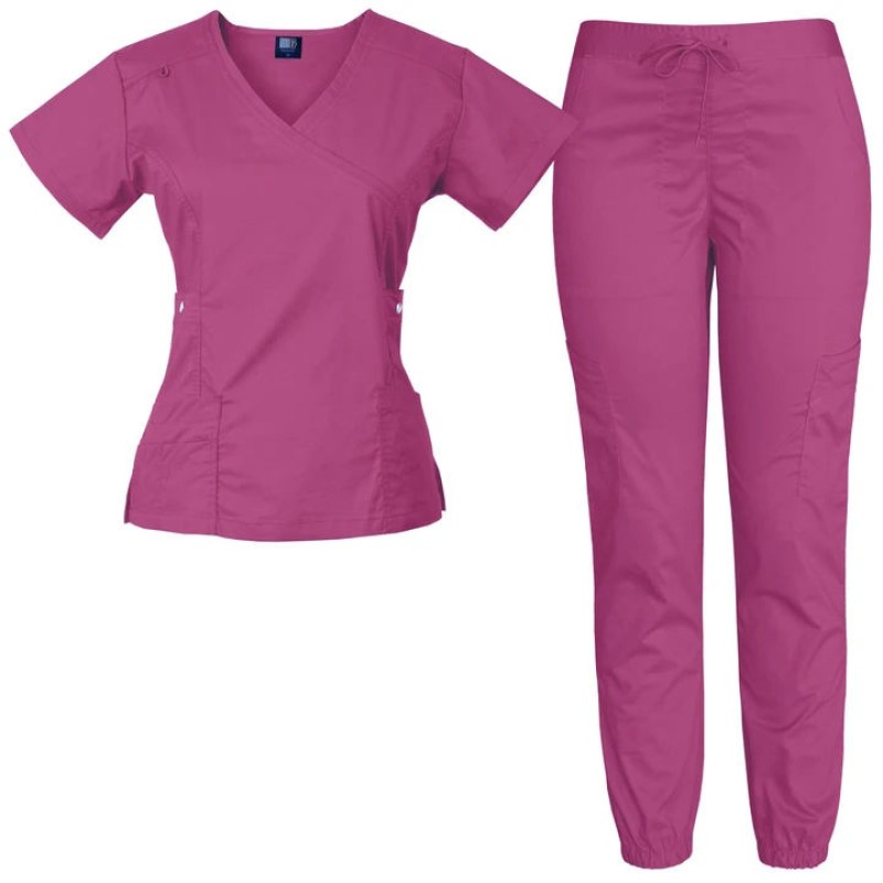 Hospital Uniforms Supplier - OEM Cheap Polyester V Neck Split Scrub Suits
