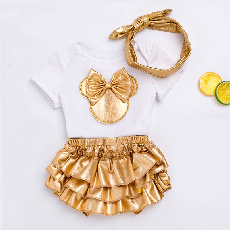 Baby Girl Romper Manufacturer - OEM Summer Short Gold Newborn Short Sleeve