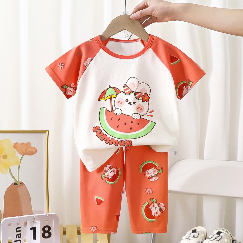 Children's Pajamas Set Manufacturer - OEM Summer Pure Cotton Short Sleeved