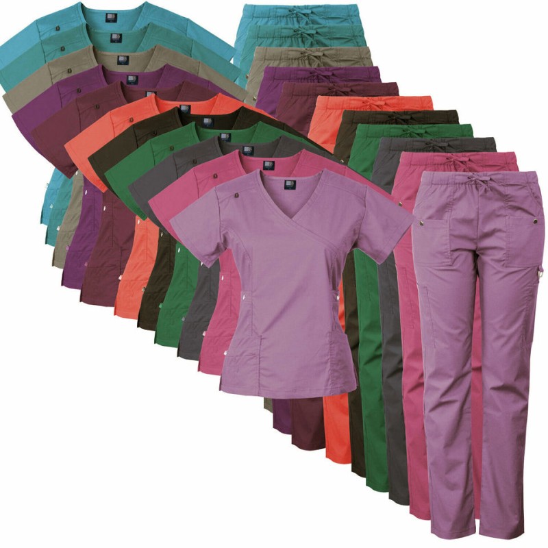 Hospital Uniforms Supplier - OEM Cheap Polyester V Neck Split Scrub Suits