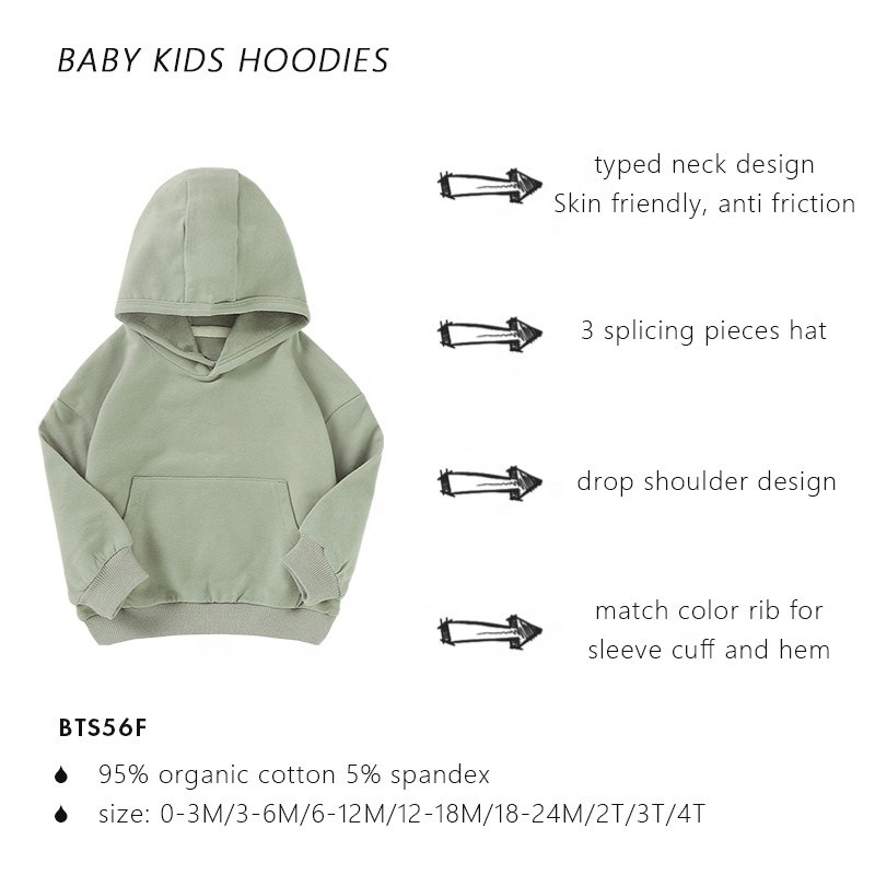 Organic Cotton Baby Hoodie Supplier - OEM Long Sleeves Blank Sweatshirt