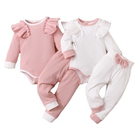 Newborn Kids Clothing Manufacturer - OEM 4Pcs Toddler Girl Outfits Set