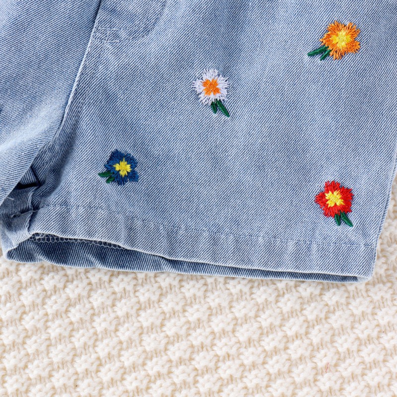 Kids Clothing Set Supplier - Factory Direct One Shoulder Vest Denim Shorts