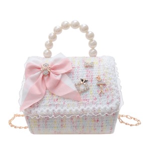 Mini Tote Handbag Manufacturer - OEM Cute Kurom Charm Travel Bag with Pearls