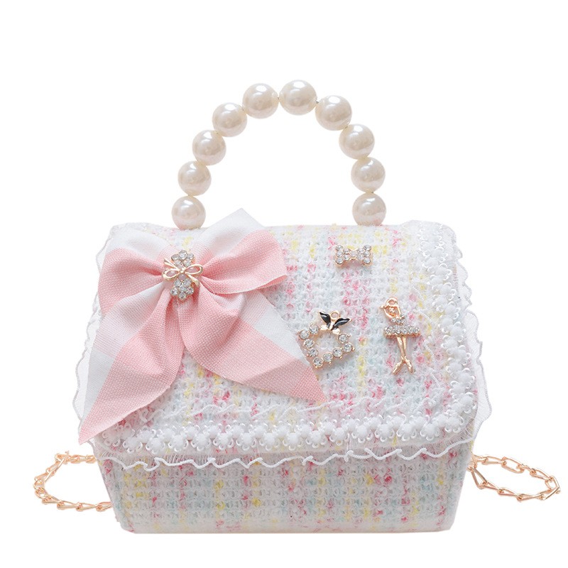 Mini Tote Handbag Manufacturer - OEM Cute Kurom Charm Travel Bag with Pearls
