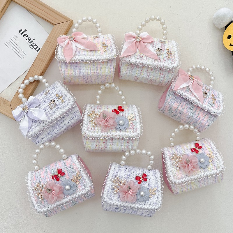 Mini Tote Handbag Manufacturer - OEM Cute Kurom Charm Travel Bag with Pearls