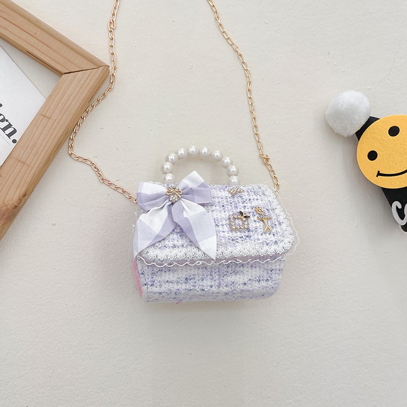 Mini Tote Handbag Manufacturer - OEM Cute Kurom Charm Travel Bag with Pearls