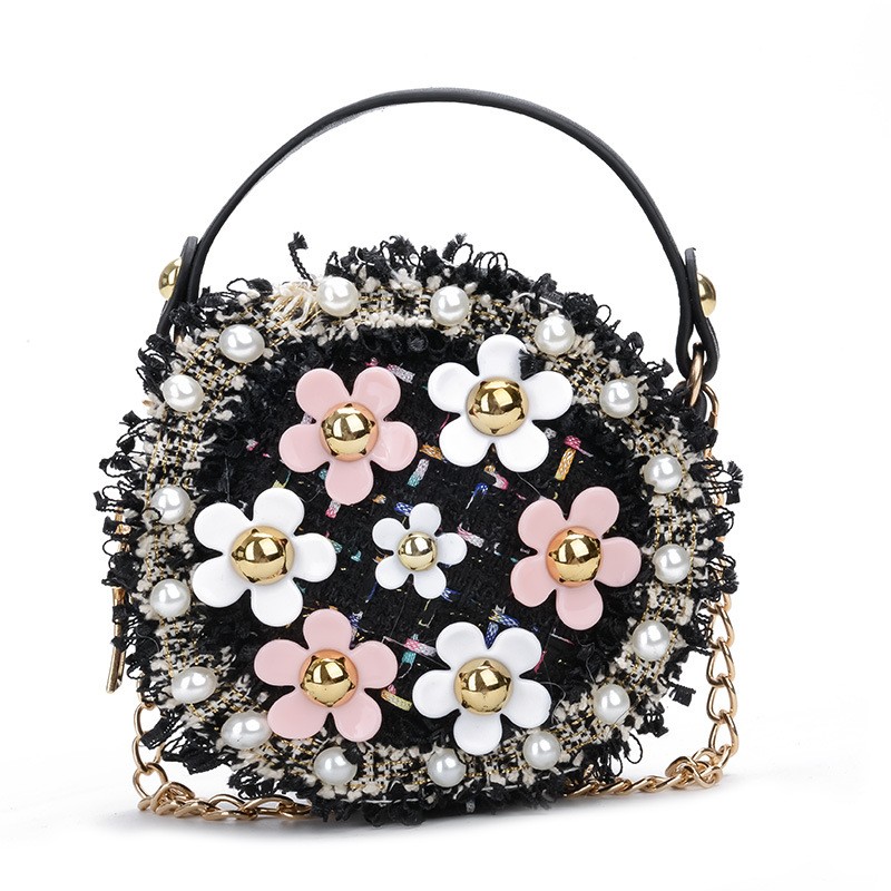 DIY Kids Handbags Supplier - OEM Toddler Beaded Pearl Crossbody Bag Chain