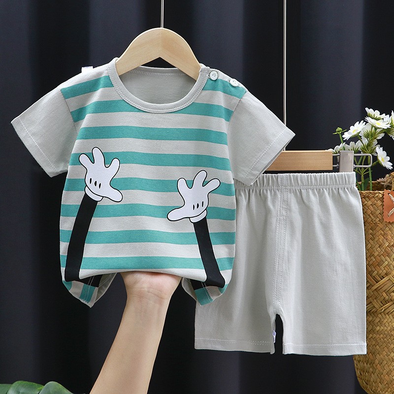 Kids Clothing Set Supplier - OEM Cotton Cartoon Print Summer Jogging Suit