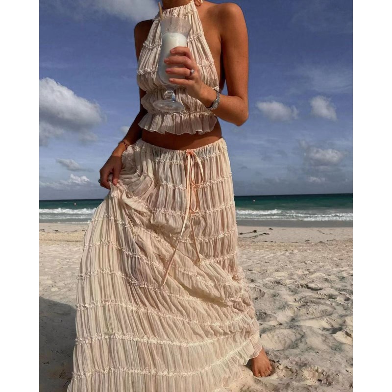 Women's Tops Manufacturer - OEM 2025 Spring European Pleated Asymmetric