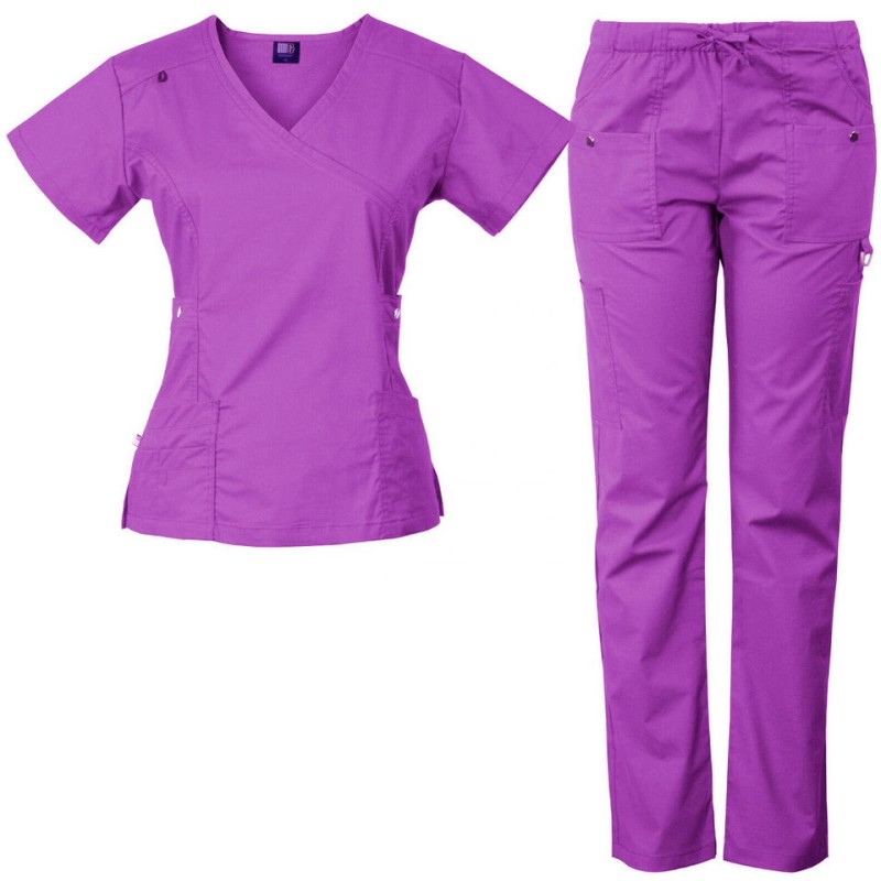 Hospital Uniforms Supplier - OEM Cheap Polyester V Neck Split Scrub Suits