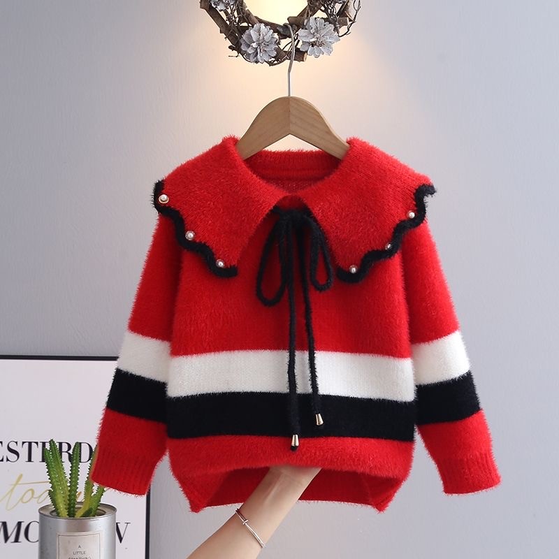 Girls Sweater Supplier - Wholesale Gradient Color Round Ball Lace Rabbit
