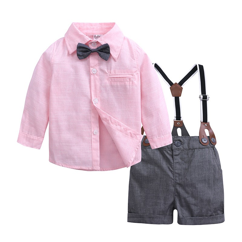 Baby Boy Overalls Suit Supplier - OEM Summer Long-sleeved Bow Tie Set
