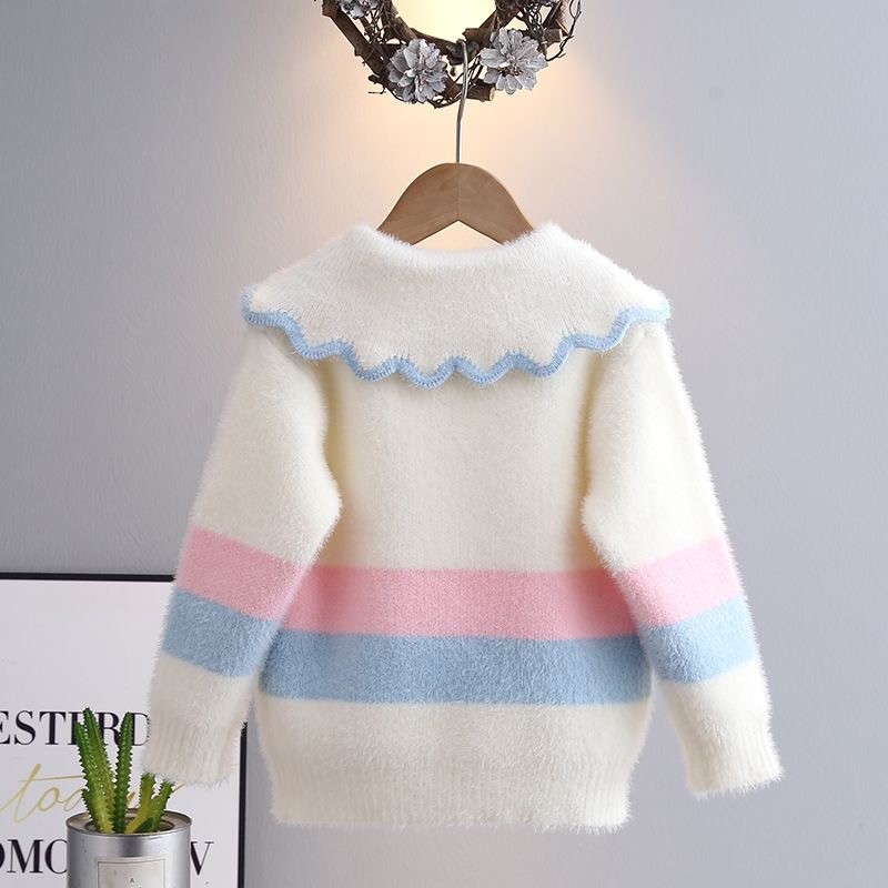 Girls Sweater Supplier - Wholesale Gradient Color Round Ball Lace Rabbit