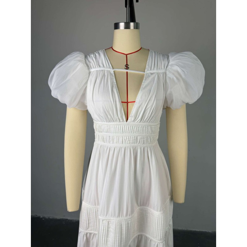 Plus Size Women Dress Supplier - OEM Long Sleeve V-neck Belt Spring Europe