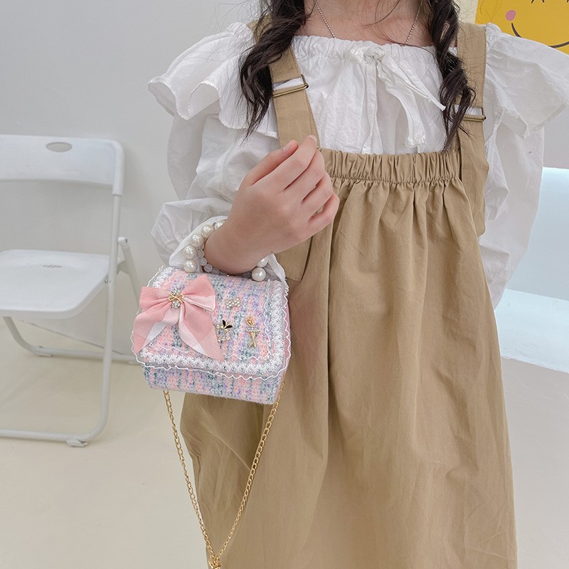 Mini Tote Handbag Manufacturer - OEM Cute Kurom Charm Travel Bag with Pearls