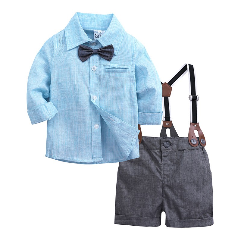 Baby Boy Overalls Suit Supplier - OEM Summer Long-sleeved Bow Tie Set