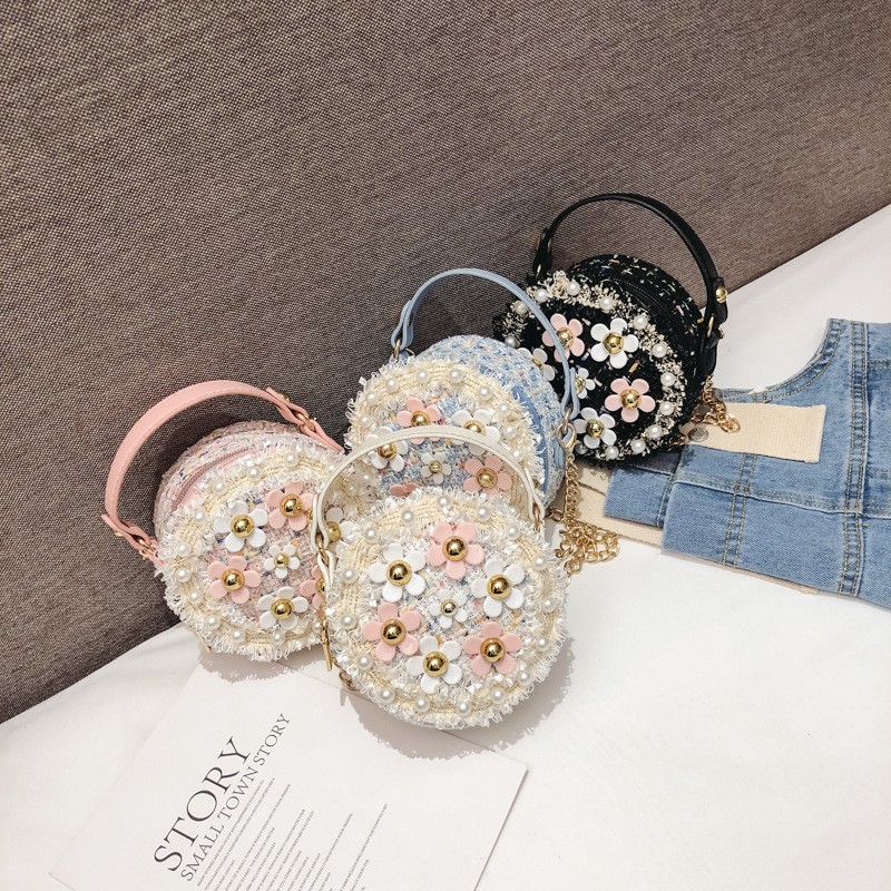 DIY Kids Handbags Supplier - OEM Toddler Beaded Pearl Crossbody Bag Chain