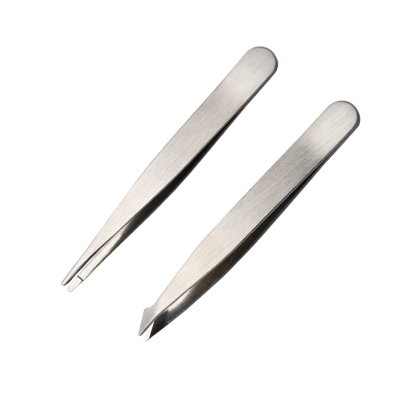 High Quality Mini Private Label Slant Eyebrow Stainless Steel Tweezers for Hair Removal Customizable Eyebrow Tweezers