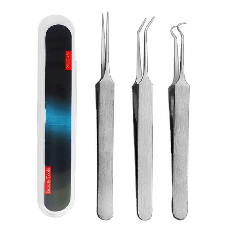 Black Antistatic Tweezers Stainless Steel Safe Cell Clip Pointed Tweezers